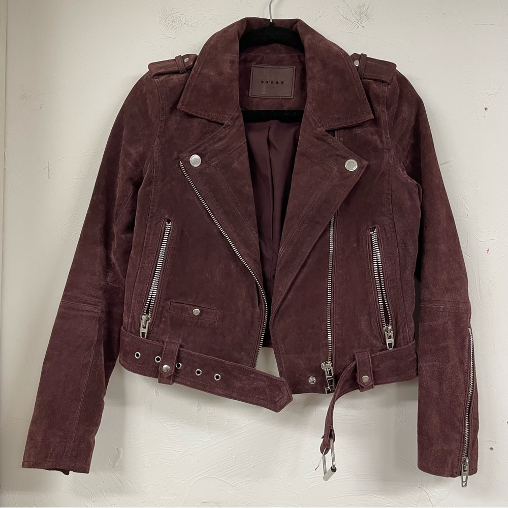 Blank NYC Plum Purple Suede Women’s Bomber Jacket Coat Moto XS